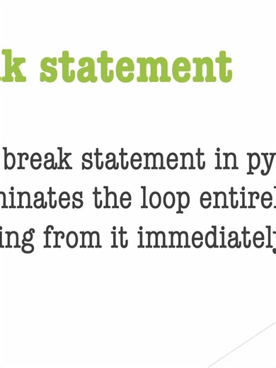 Python break stops a loop immediately when a condition is met—perfect for ending searches early and avoiding unnecessary iterations. Try it in for and while loops and you’ll instantly write cleaner, faster loop logic. Save this for exam/day-to-day coding use #Python #LearnPython #PythonProgramming #CodingTips #Programming