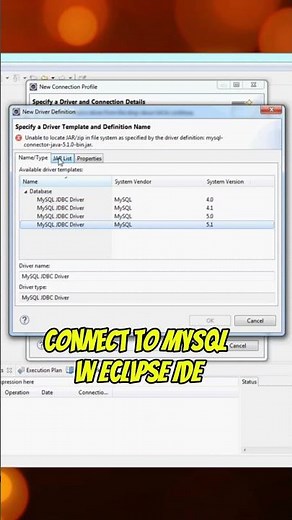 Connect to MySQL in Eclipse IDE #mysql #eclipseide #javaprogramming