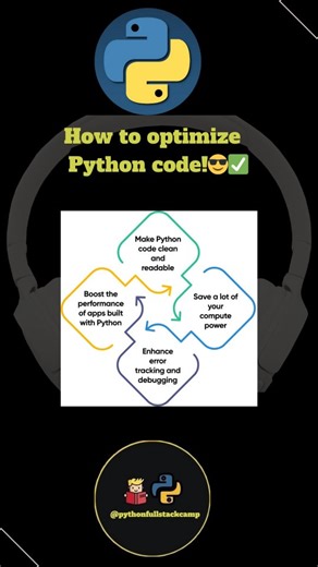 pythonfullstackcamp on Instagram: "⚡ Want to make your Python code run faster? Here are the most effective optimization techniques every Python developer should know! Boost performance easily Python optimize code How to optimize Python code Python code optimization techniques Speed up Python code Python performance optimization Optimize Python script for speed Python code efficiency tips Best practices to optimize Python Faster Python code tutorial Python optimization for beginners #PythonOptimi