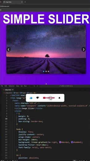 Image Slider with HTML, CSS, and JavaScript 🔥 #shorts