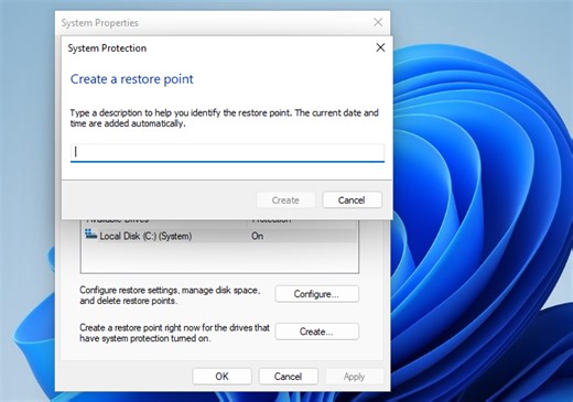 Create System Restore Point, Restore computer using System Restore in Windows 11