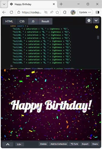 Happy Birthday Animation using JavaScript 🎉🎂| Web Design #shortsvideos #shorts #new #trending #today