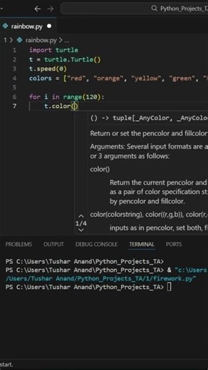 Hypnotic Rainbow Star Spiral ⭐🌈 Python Code Magic! #coding #python #programming #turtle #shorts