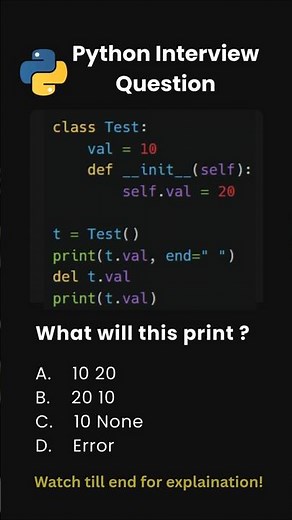 Day 42 | Python Interview Questions | Instance vs Class Variable🔥 #python #shorts #coding #dailycode