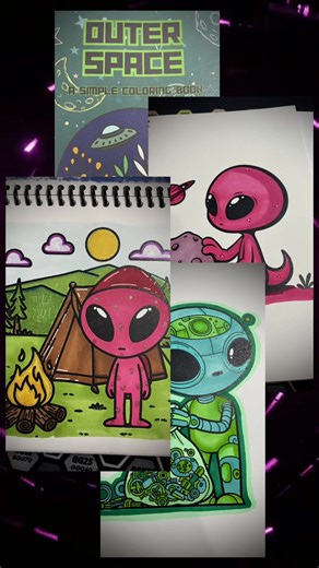 Outer Space book by @Covered by Colors #fyp #colortok #ohuhu #aliens #stressrelief