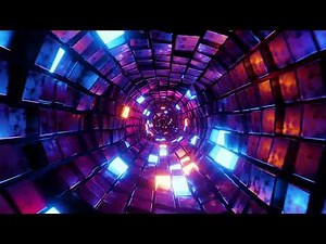 Flying in a tunnel with glowing cubes.