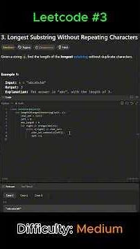 LeetCode 12: Longest Substring Without Repeating Characters - Python Solution in 3 Minutes