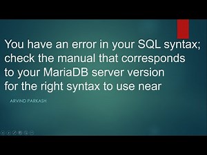You have an error in your SQL syntax check the manual that corresponds to your MariaDB server