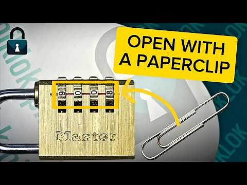 Combination Padlock Hack: Open with a paperclip! 🔒📎 #security #masterlock #lockpicking