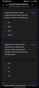 Graphical method of linear programming is useful when the numbe... | Filo