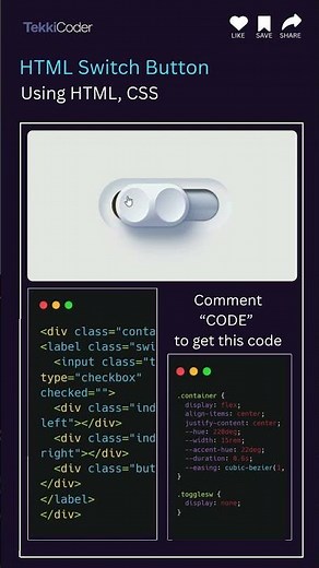 CSS Switch Button Design 🔘 | Custom Checkbox with HTML & CSS | UI Animation #coding #webdesign