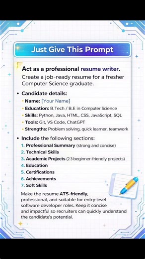 AI Can Create Your Resume in 10 Seconds 🤯 | Freshers Must Try