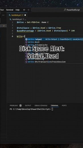 Basic PowerShell Script, Check Disk Space and Send Alert #sysadmin #powershell #techtips #scripting