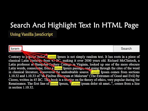 Search And Highlight Text In HTML Page Using JavaScript | JavaScript Project
