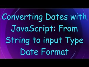 Converting Dates with JavaScript: From String to input Type Date Format