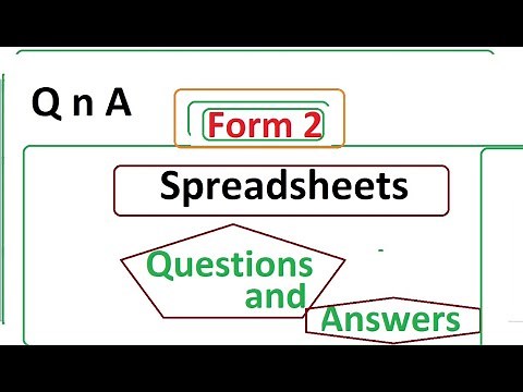 Spreadsheets| FORM 2 |Questions and Answers | Mastering Spreadsheets Questions and answers