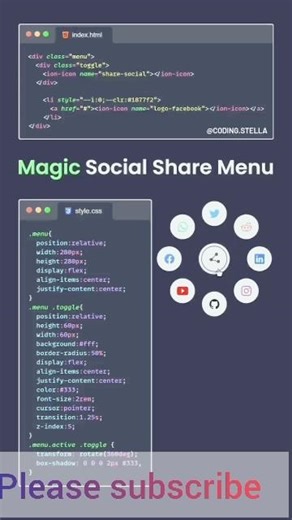 Magic Social Share Menu Using HTML CSS #webdevelopment #csstricks