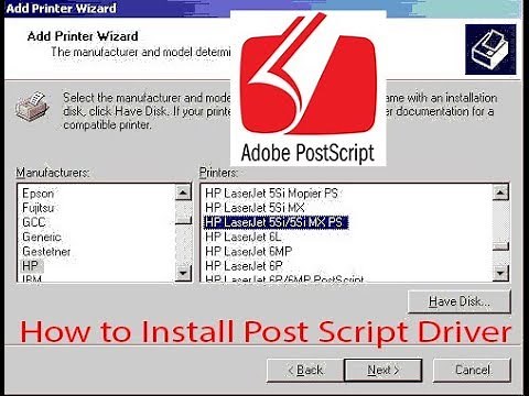 How to install postscript driver in windows 7, 8, 10