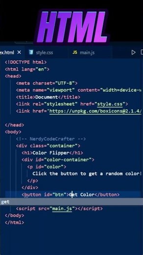Quick JavaScript Tutorial: Create a Color Flipper in Seconds! #javascript #shorts