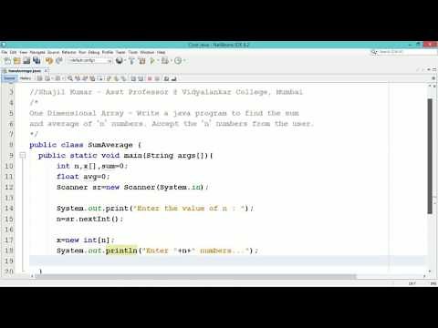 single dimensional (one dimensional) array in java | sum and average | java tutorial for beginners