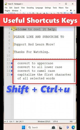 Useful Notepad++ shourtcut keys || Convert string to uppercase, lowercase, camel case