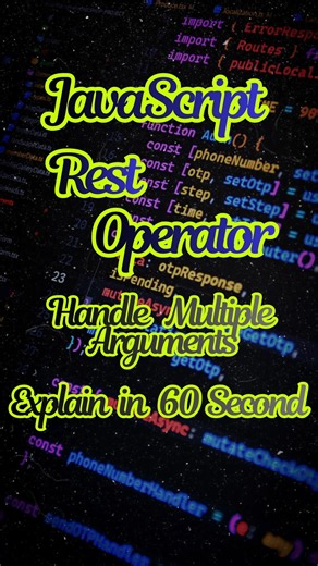 Midnight Code Lab on Instagram: "JavaScript Rest Parameter 🔥 Handle Multiple Arguments Easily #coding #javascript #restparameters #interviews #tipsy #virałpost #shortshorts #tutorials #programming"