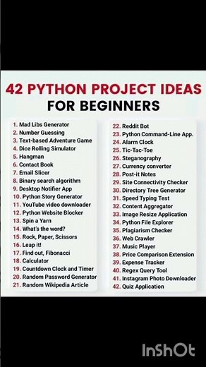 42 python projects ideas for beginners ✨🔥💻 please like subscribe and share.