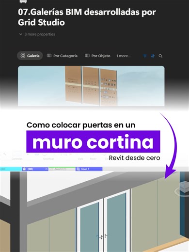 ¡Aprende a colocar una puerta en un muro cortina en Revit! 👀Déjanos en los comentarios de qué tema te gustaría que sea el siguiente tutorial 🔥 #curso #arquitectura #bim #revit #tutorial