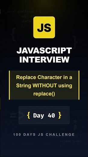 Replace Character in String Without replace() in JavaScript (Interview Logic)