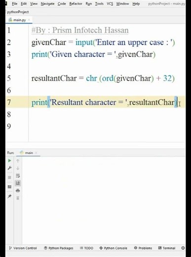 Python | To convert Upper case to Lower case