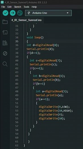 Arduino code - HOW TO OPERATE SUNROOF WITH IR SENSOR IN ARDUINO #coding #arduinocode#sunroof