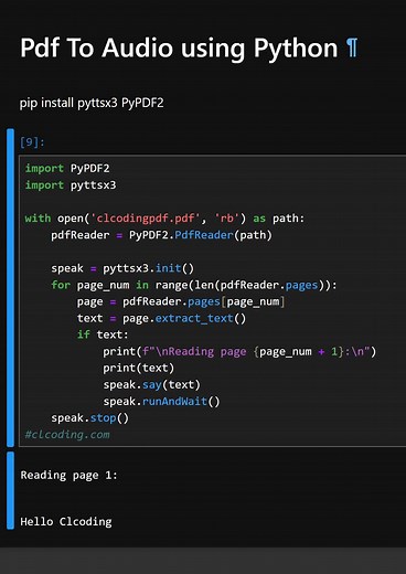 Pdf To Audio using Python | Python Coding