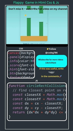 Flappy Bird Game Using HTML CSS & JavaScript 🎮 | Beginner Project