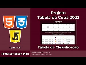Curso de HTML, CSS e JS Projeto Tabela da Copa 2022 parte 4 Classificação com JS