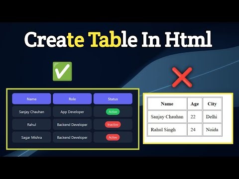 Create A HTML Table In 5 Minutes