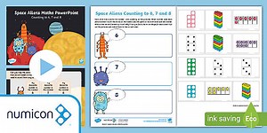 Numicon Shapes: Space Aliens Counting to 6, 7 and 8 Maths Activity Pack