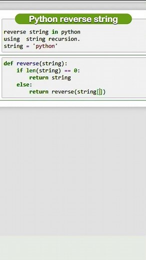 Python String | reverse string using recursion | ways of reverse string #shorts #ytshorts
