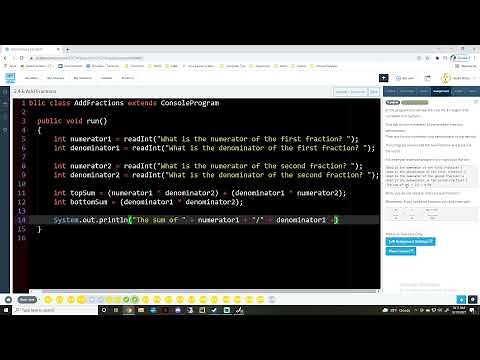 Code HS Add Fractions in Java