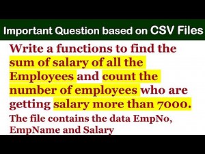 Important Question Based on CSV Files (Part - 3) | CBSE Class 12 Computer Science | Python