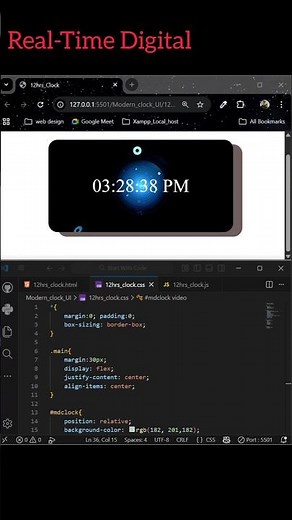 Build a Real-Time Digital Clock ⏰ Using HTML, CSS & JavaScript | Live Clock Project |#htmlcss #js