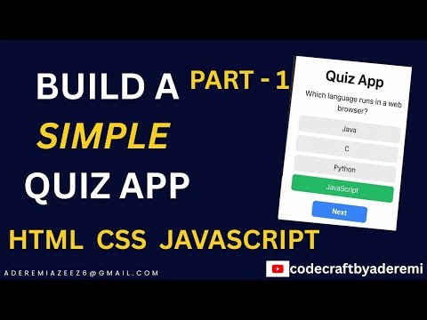 Build a Simple Quiz App with HTML, CSS & JavaScript (Beginner Project Tutorial) - Part 1