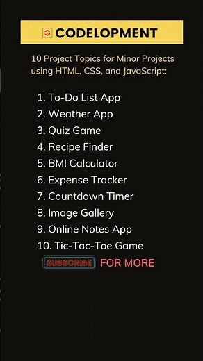 HTML, CSS, JavaScript Projects for Beginners: JavaScript Projects for Beginners - #projectideas