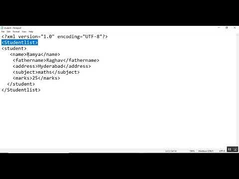 Create basic xml file using notepad