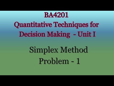 Simplex Method Problem 1 | LPP | BA4201