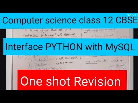 One shot Revision : Interface PYTHON with MySQL . Class 12 CBSE 