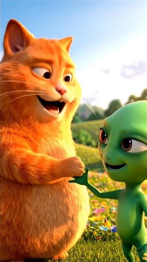 A cat meets an alien 👽🐱 This is so weird but funny 😂 #shorts #funny #alien #cat #viral #animals