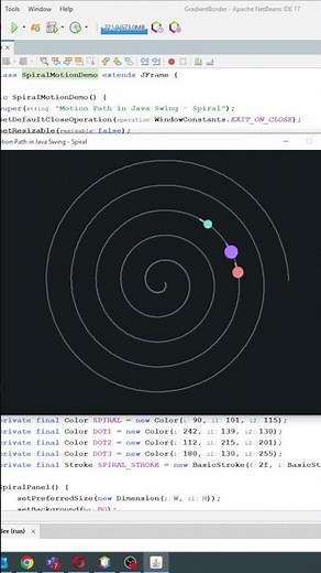 Planets Spiral Animation in Java Swing | Creative Motion Path #shorts