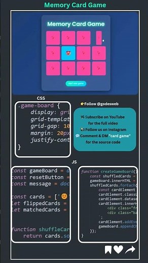 Build a Memory Card Game in 30 Seconds using HTML, CSS & JavaScript!