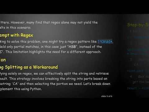 Extracting the First 4 Letters Before 'CA' Using Regex and String Splitting