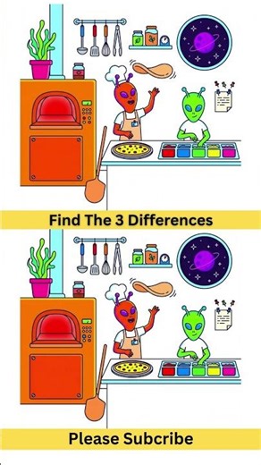 Can You Spot The 3 Differences? 👽🍕 Alien Pizza Restaurant